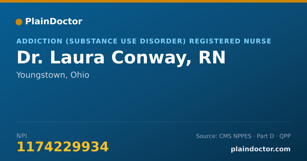 Shareable card for Laura Conway, RN - Addiction (Substance Use Disorder) Registered Nurse, Youngstown, OH
