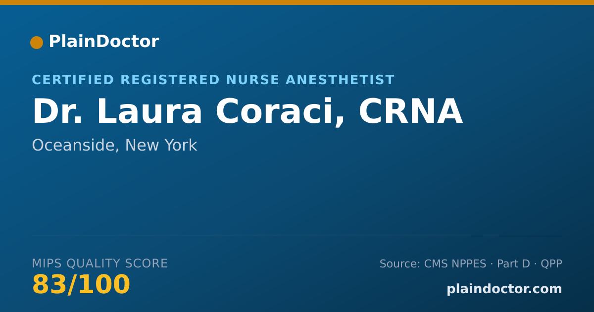 Shareable card for Laura Coraci, CRNA - Certified Registered Nurse Anesthetist, Oceanside, NY