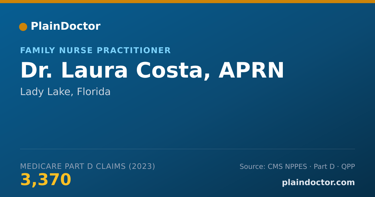 Shareable card for Laura Costa, APRN - Family Nurse Practitioner, Lady Lake, FL
