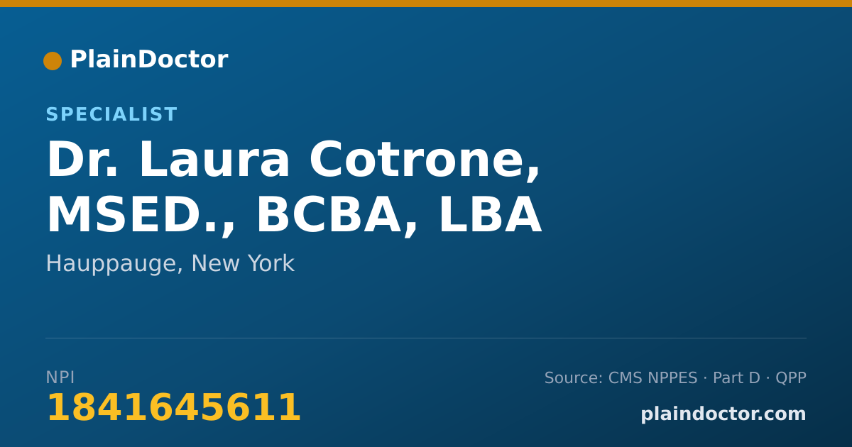 Shareable card for Laura Cotrone, MSED., BCBA, LBA - Specialist, Hauppauge, NY