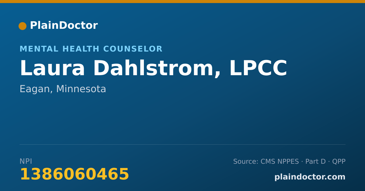 Shareable card for Laura Dahlstrom, LPCC - Counselor, Eagan, MN