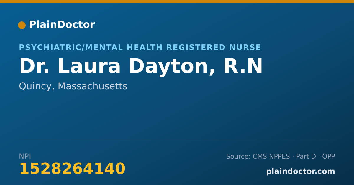Shareable card for Laura Dayton, R.N - Psychiatric/Mental Health Registered Nurse, Quincy, MA