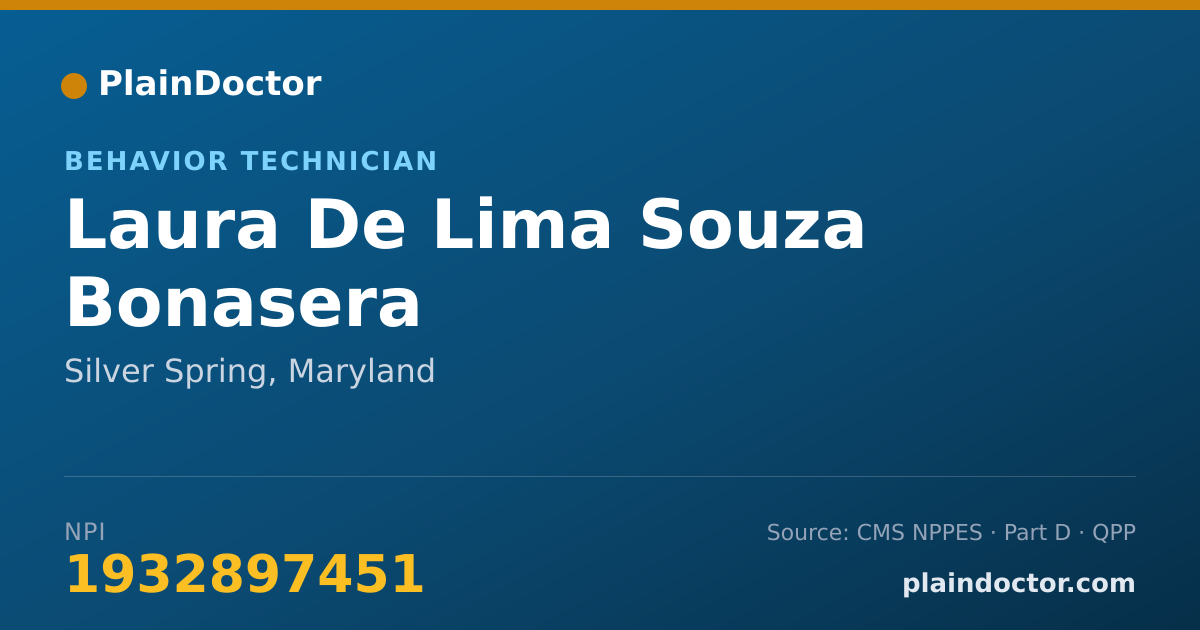 Shareable card for Laura De Lima Souza Bonasera - Behavior Technician, Silver Spring, MD