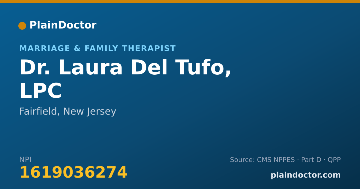 Shareable card for Laura Del Tufo, LPC - Marriage & Family Therapist, Fairfield, NJ