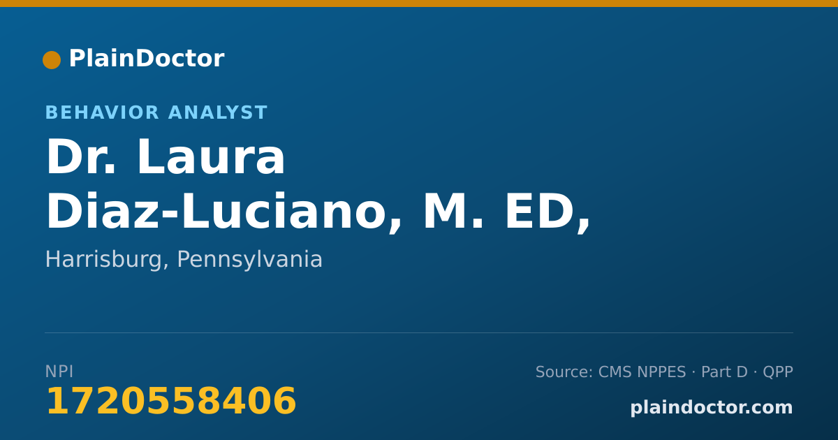 Shareable card for Laura Diaz-Luciano, M. ED, BCBA - Behavior Analyst, Harrisburg, PA