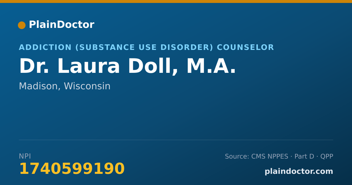 Shareable card for Laura Doll, M.A. - Addiction (Substance Use Disorder) Counselor, Madison, WI
