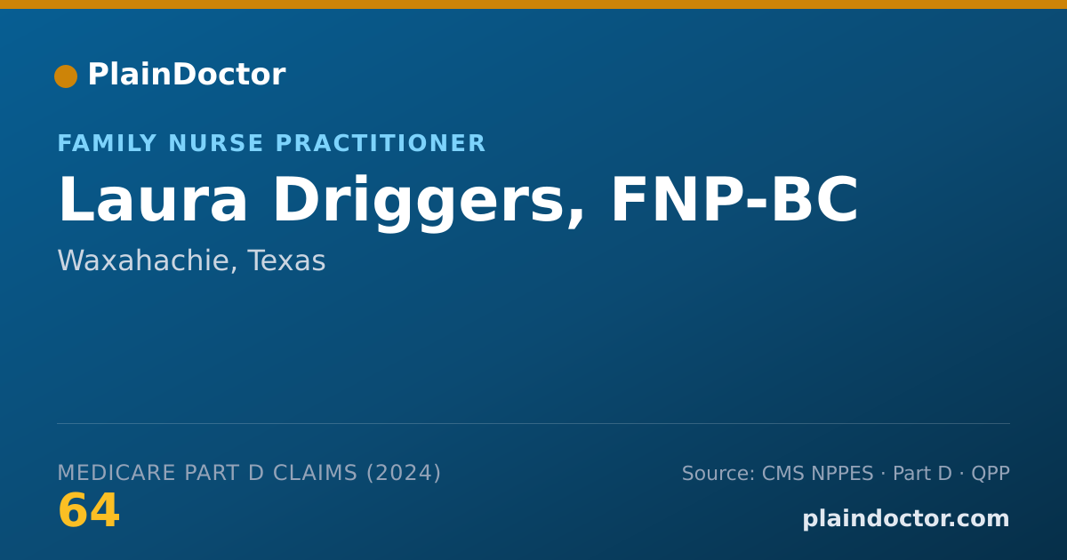 Shareable card for Laura Driggers, FNP-BC - Family Nurse Practitioner, Waxahachie, TX