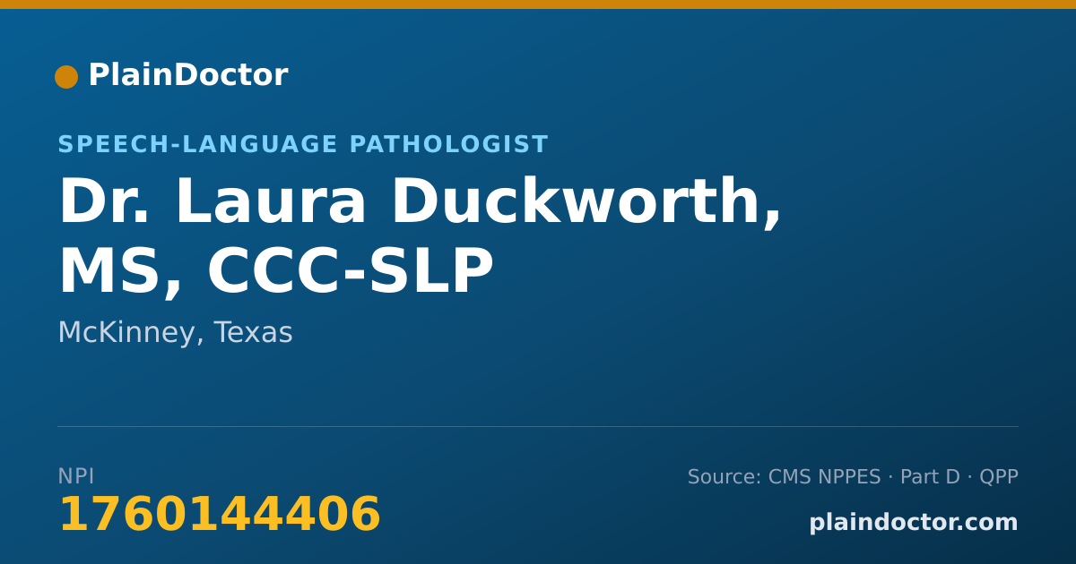 Shareable card for Laura Duckworth, MS, CCC-SLP - Speech-Language Pathologist, McKinney, TX