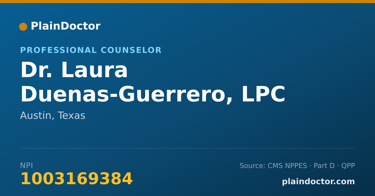 Shareable card for Laura Duenas-Guerrero, LPC - Professional Counselor, Austin, TX
