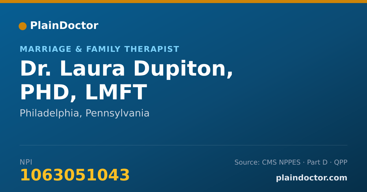 Shareable card for Laura Dupiton, PHD, LMFT - Marriage & Family Therapist, Philadelphia, PA