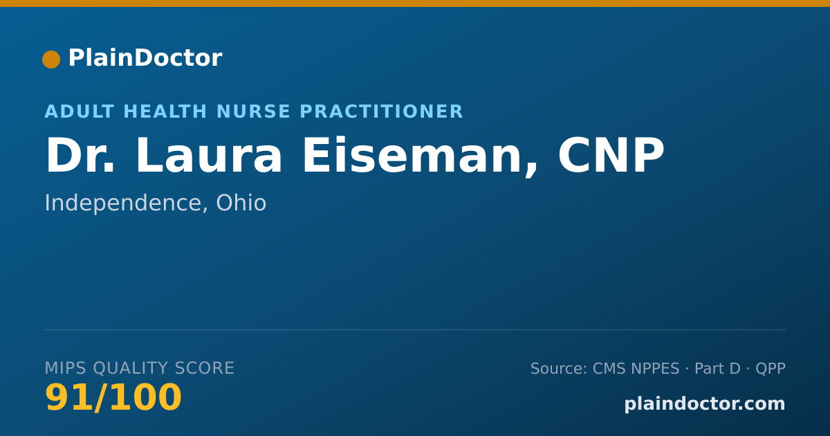 Shareable card for Laura Eiseman, CNP - Adult Health Nurse Practitioner, Independence, OH