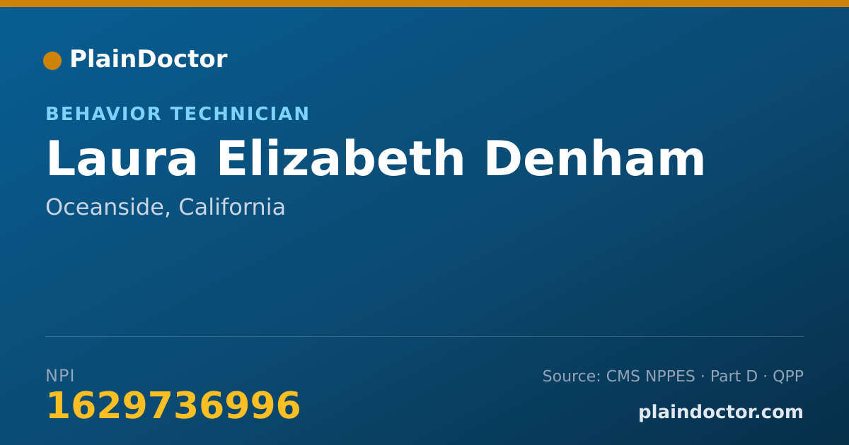 Shareable card for Laura Elizabeth Denham - Behavior Technician, Oceanside, CA