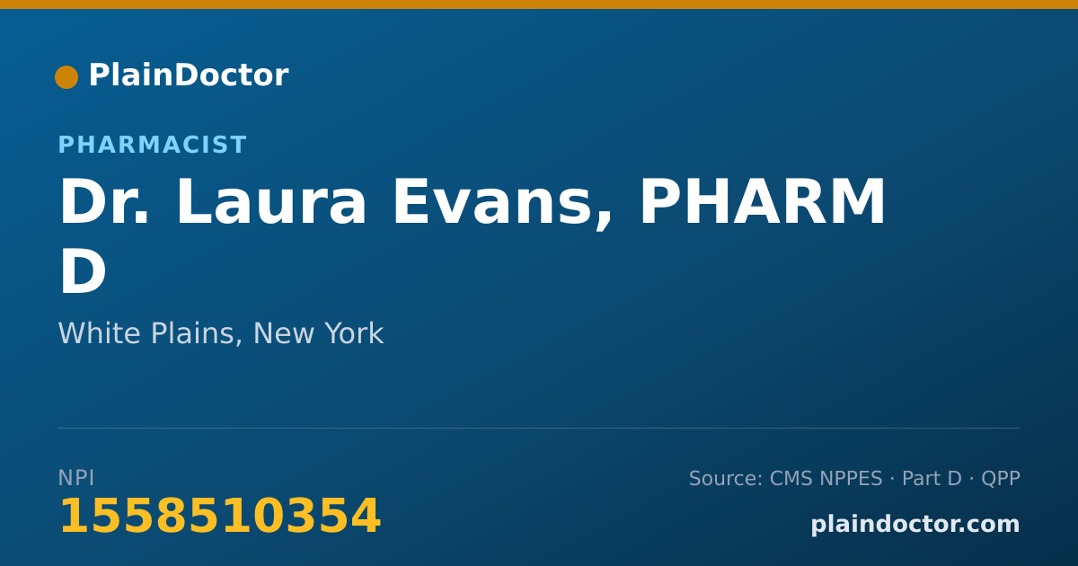 Shareable card for Laura Evans, PHARM D - Pharmacist, White Plains, NY