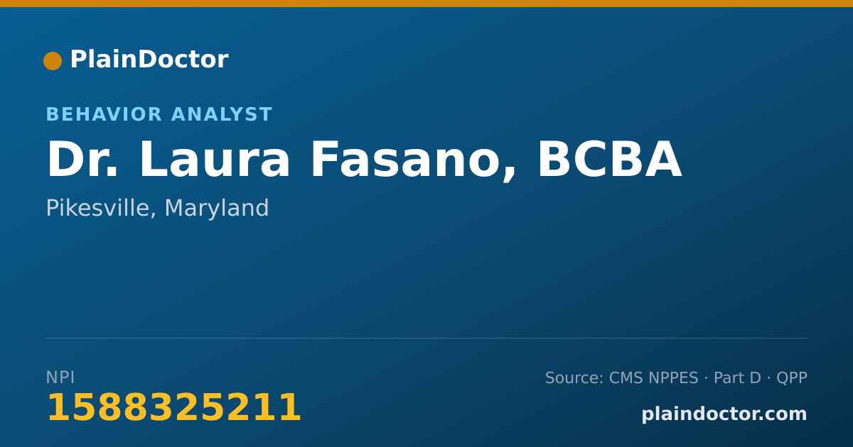 Shareable card for Laura Fasano, BCBA - Behavior Analyst, Pikesville, MD