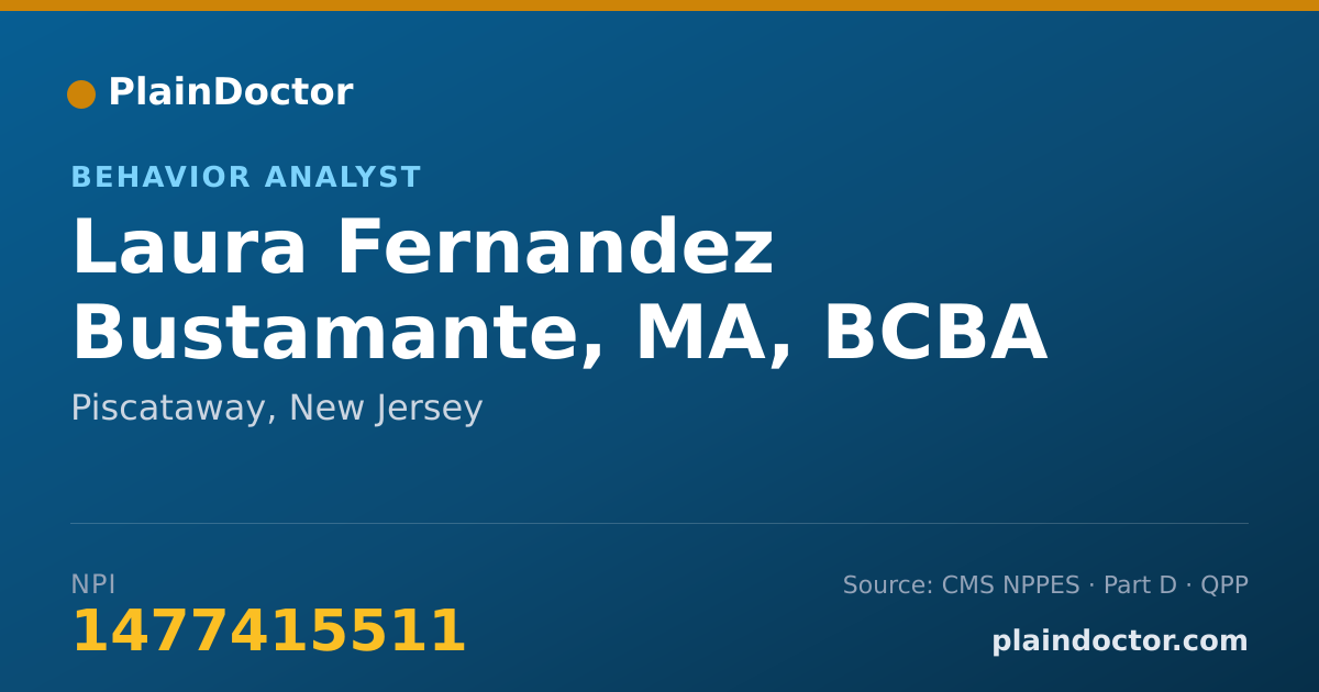 Shareable card for Laura Fernandez Bustamante, MA, BCBA - Behavior Analyst, Piscataway, NJ