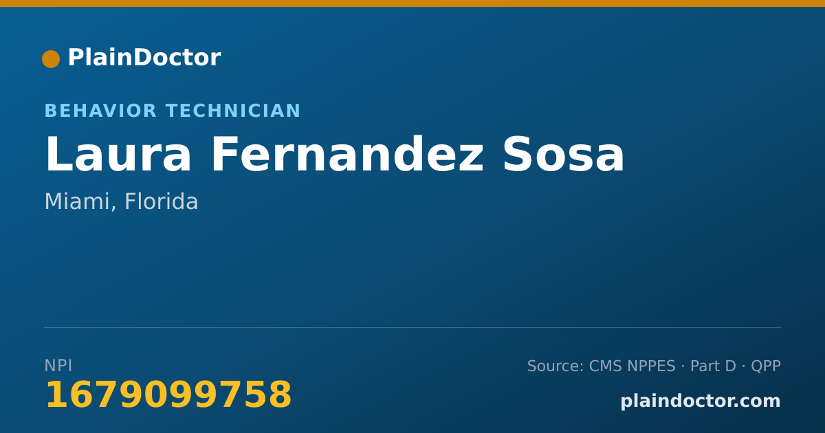 Shareable card for Laura Fernandez Sosa - Behavior Technician, Miami, FL