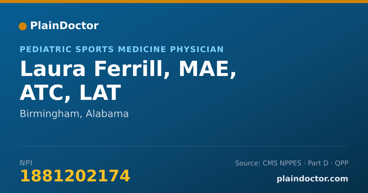 Shareable card for Laura Ferrill, MAE, ATC, LAT - Pediatric Sports Medicine Physician, Birmingham, AL