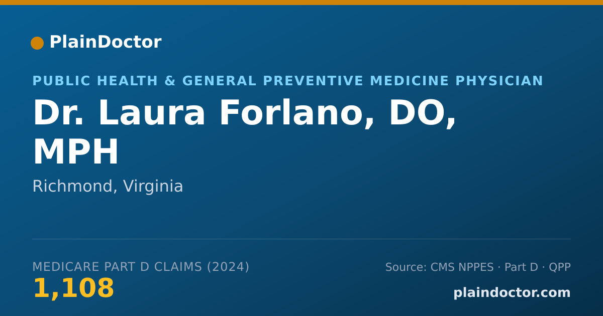 Shareable card for Laura Forlano, DO, MPH - Public Health & General Preventive Medicine Physician, Richmond, VA