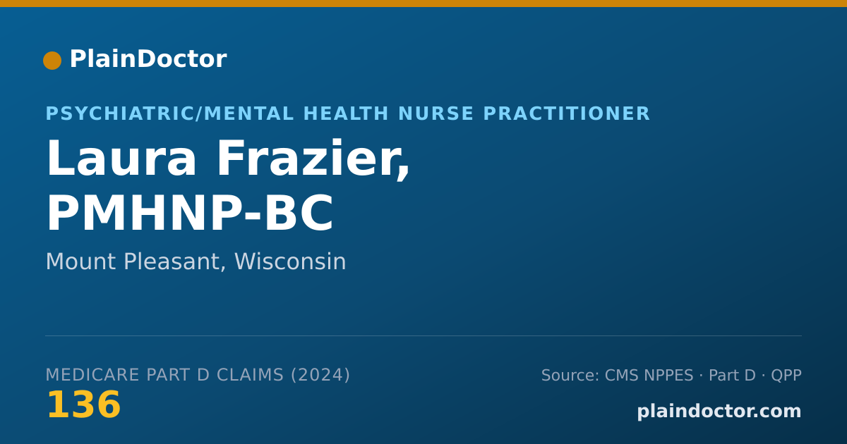 Shareable card for Laura Frazier, PMHNP-BC - Psychiatric/Mental Health Nurse Practitioner, Mount Pleasant, WI