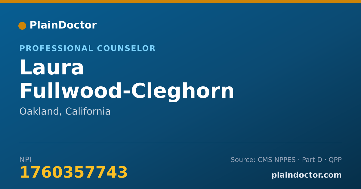 Shareable card for Laura Fullwood-Cleghorn - Professional Counselor, Oakland, CA