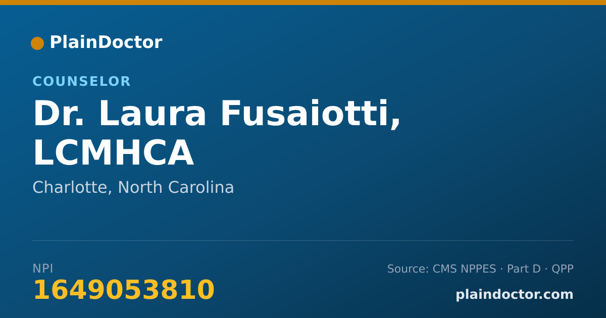 Shareable card for Laura Fusaiotti, LCMHCA - Counselor, Charlotte, NC