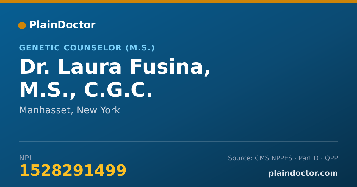 Shareable card for Laura Fusina, M.S., C.G.C. - Genetic Counselor (M.S.), Manhasset, NY