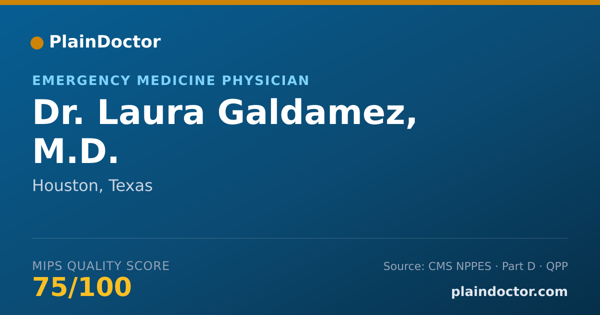 Shareable card for Laura Galdamez, M.D. - Emergency Medicine Physician, Houston, TX