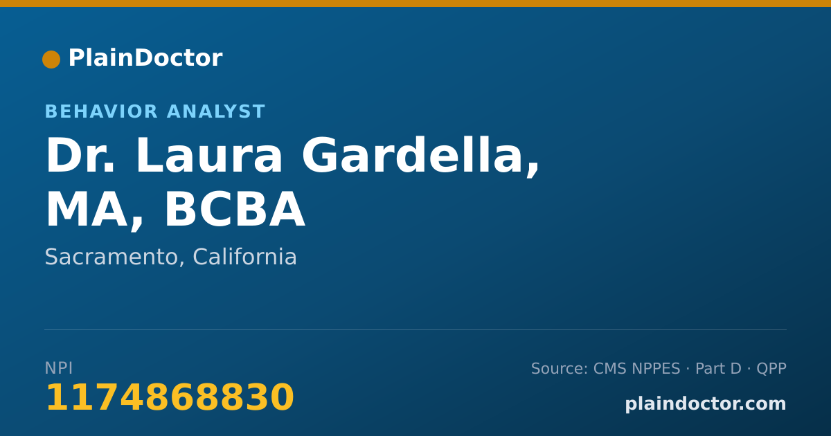 Shareable card for Laura Gardella, MA, BCBA - Behavior Analyst, Sacramento, CA