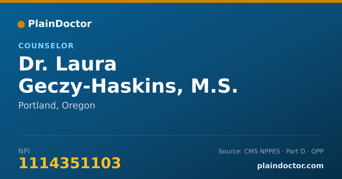 Shareable card for Laura Geczy-Haskins, M.S. - Counselor, Portland, OR