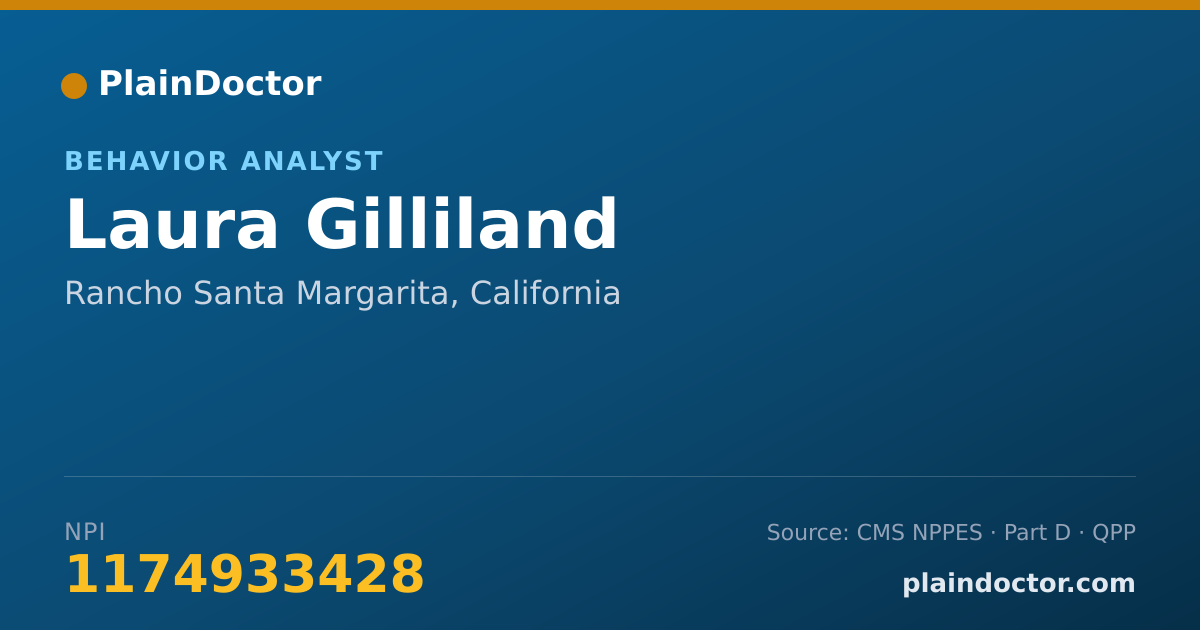 Shareable card for Laura Gilliland - Behavior Analyst, Rancho Santa Margarita, CA