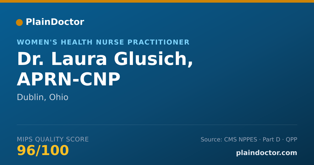 Shareable card for Laura Glusich, APRN-CNP - Women's Health Nurse Practitioner, Dublin, OH