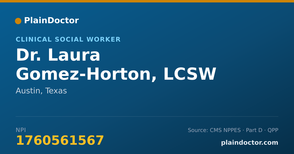 Shareable card for Laura Gomez-Horton, LCSW - Clinical Social Worker, Austin, TX
