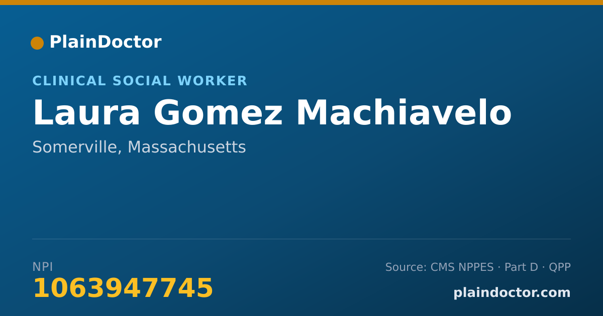 Shareable card for Laura Gomez Machiavelo - Clinical Social Worker, Somerville, MA