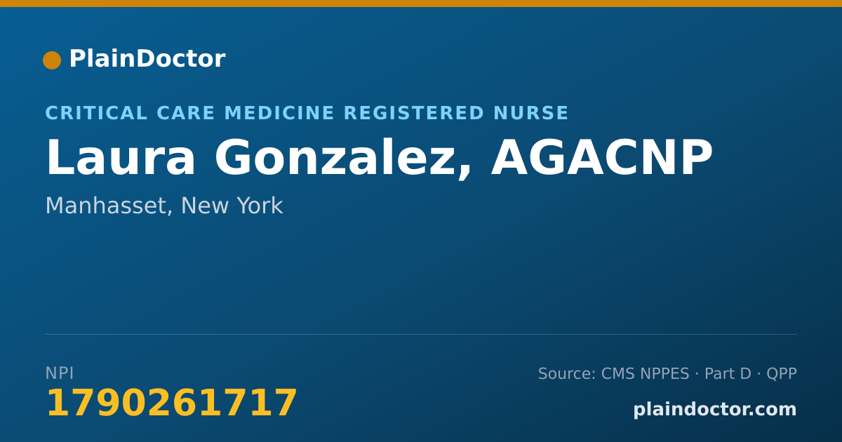 Shareable card for Laura Gonzalez, AGACNP - Critical Care Medicine Registered Nurse, Manhasset, NY