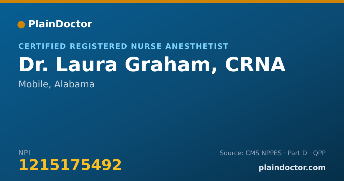 Shareable card for Laura Graham, CRNA - Certified Registered Nurse Anesthetist, Mobile, AL