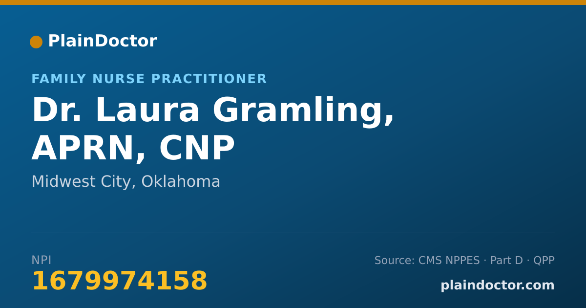 Shareable card for Laura Gramling, APRN, CNP - Family Nurse Practitioner, Midwest City, OK