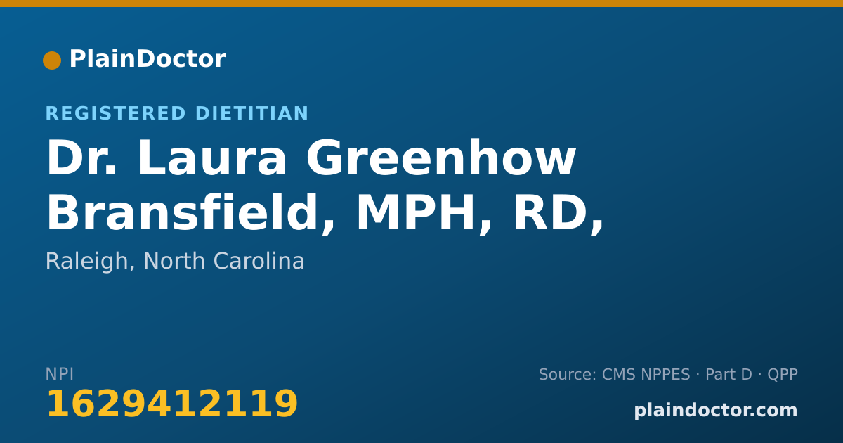 Shareable card for Laura Greenhow Bransfield, MPH, RD, LDN - Registered Dietitian, Raleigh, NC