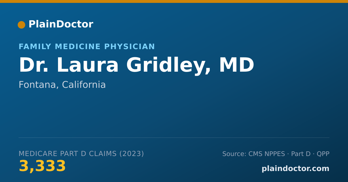 Shareable card for Laura Gridley, MD - Family Medicine Physician, Fontana, CA