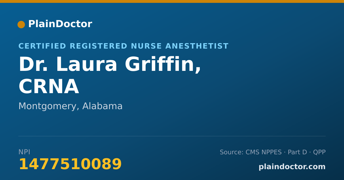 Shareable card for Laura Griffin, CRNA - Certified Registered Nurse Anesthetist, Montgomery, AL