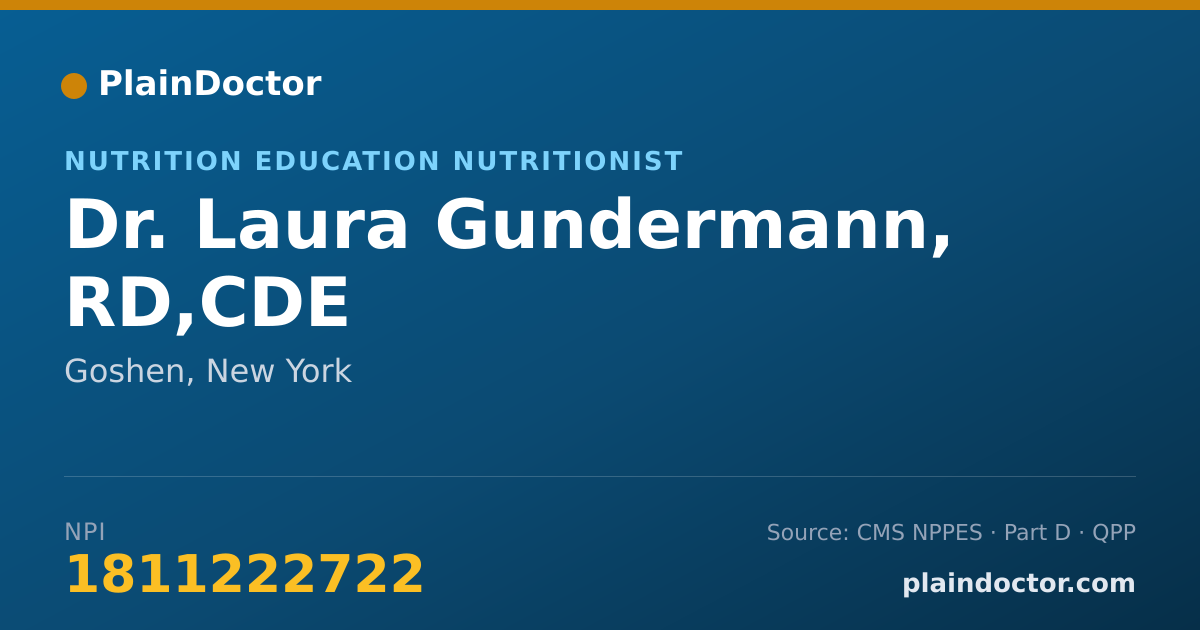 Shareable card for Laura Gundermann, RD,CDE - Nutrition Education Nutritionist, Goshen, NY