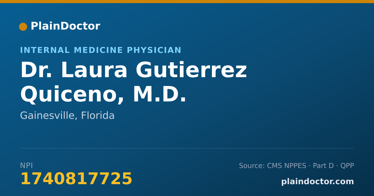 Shareable card for Laura Gutierrez Quiceno, M.D. - Internal Medicine Physician, Gainesville, FL