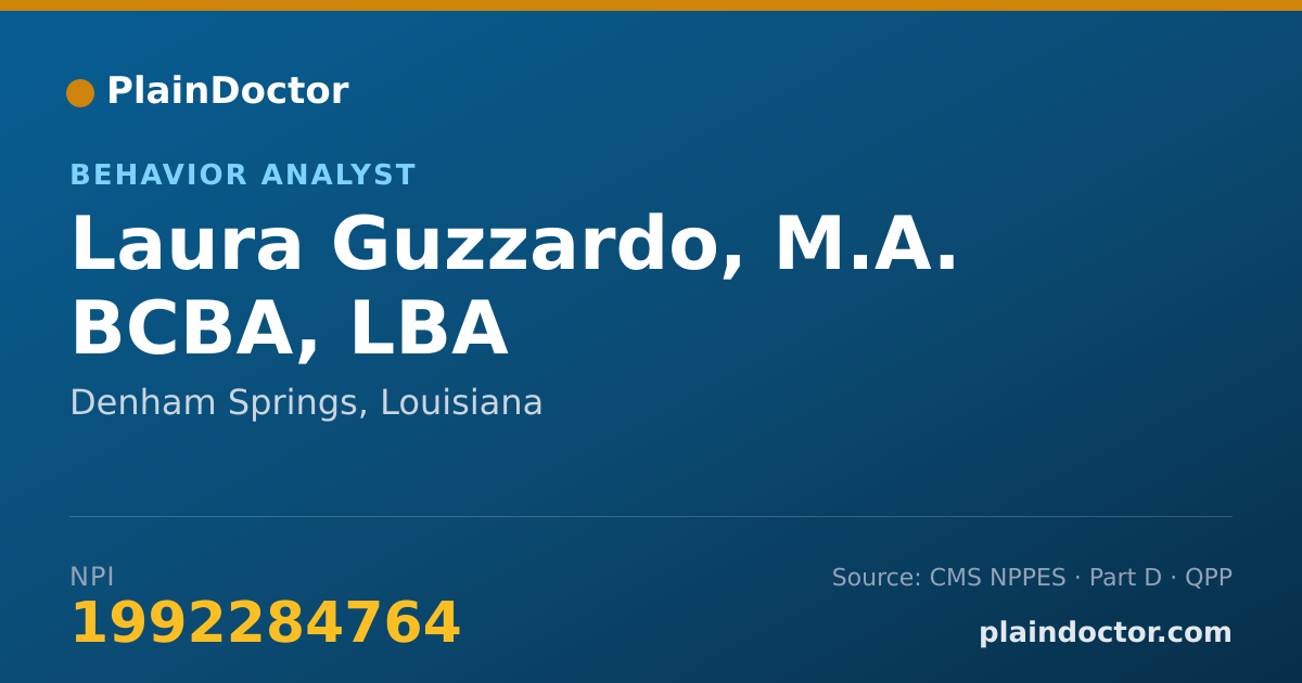Shareable card for Laura Guzzardo, M.A. BCBA, LBA - Behavior Analyst, Denham Springs, LA