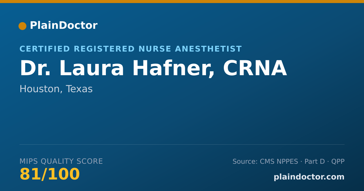 Shareable card for Laura Hafner, CRNA - Certified Registered Nurse Anesthetist, Houston, TX