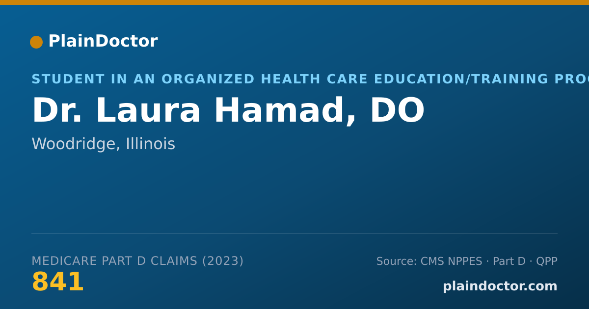 Shareable card for Laura Hamad, DO - Student in an Organized Health Care Education/Training Program, Woodridge, IL