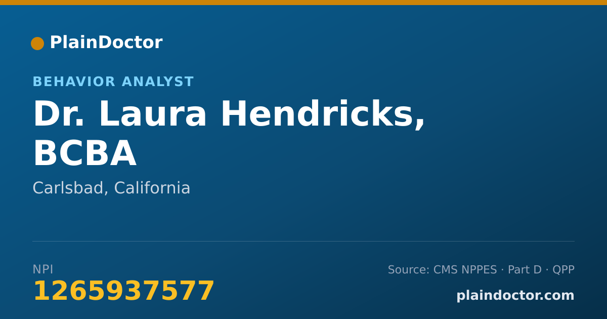 Shareable card for Laura Hendricks, BCBA - Behavior Analyst, Carlsbad, CA
