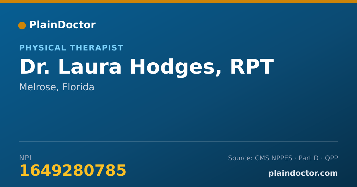 Shareable card for Laura Hodges, RPT - Physical Therapist, Melrose, FL