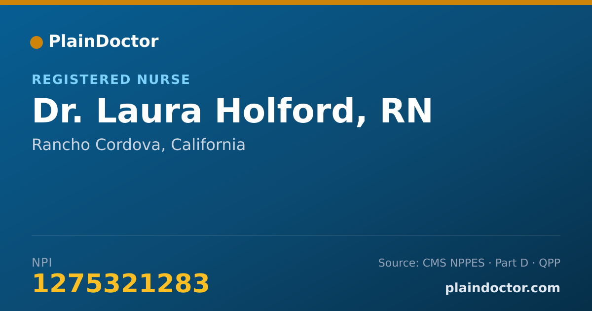 Shareable card for Laura Holford, RN - Registered Nurse, Rancho Cordova, CA