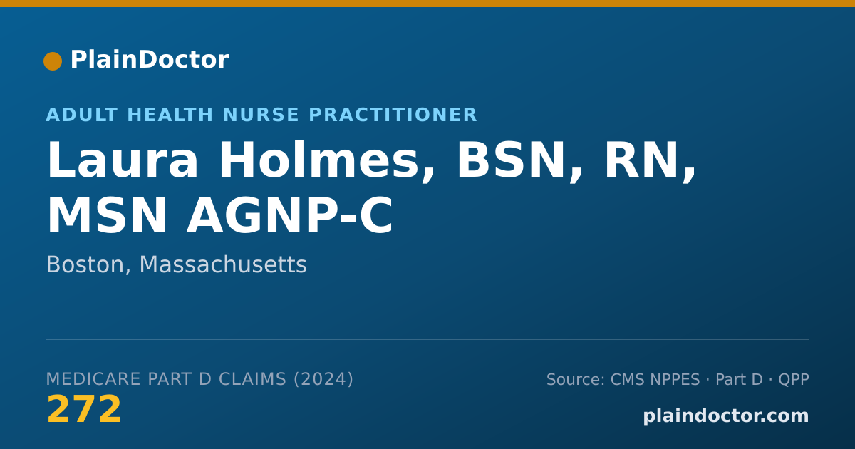 Shareable card for Laura Holmes, BSN, RN, MSN AGNP-C - Adult Health Nurse Practitioner, Boston, MA