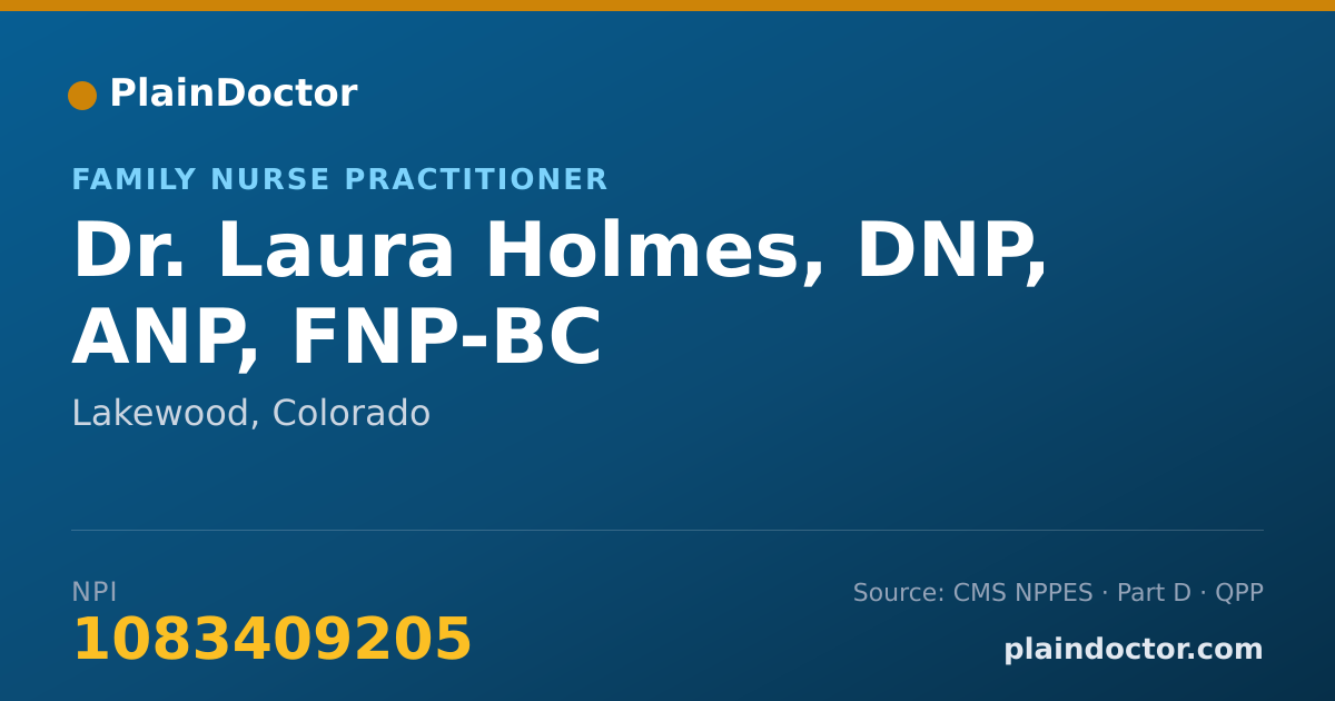 Shareable card for Laura Holmes, DNP, ANP, FNP-BC - Family Nurse Practitioner, Lakewood, CO