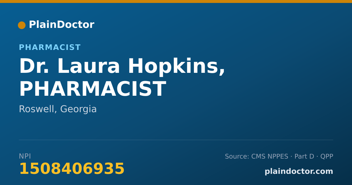 Shareable card for Laura Hopkins, PHARMACIST - Pharmacist, Roswell, GA